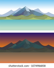 Cute cartoon endless landscape with separated layers, 
scenery during the day and night illustration for game background
