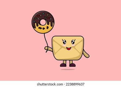 Cute Cartoon Envelope mit Donuts Ballon Cartoon Vektorgrafik