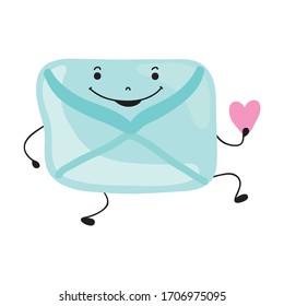 Cute cartoon envelope with heart. Vector illustration
