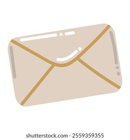 Cute cartoon envelope with letter in flat style. Merry Christmas design element.