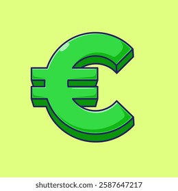 Cute cartoon euro currency symbol, icon or mascot illustration vector with flat style design concept isolated