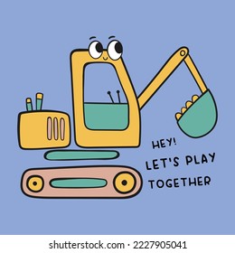 cute cartoon excavator vector illustration