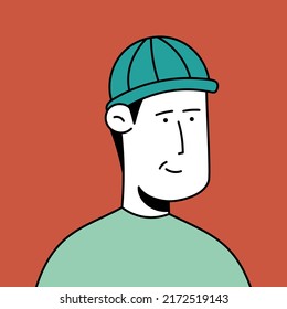 Cute cartoon in explorer outfit, Doodles character, cool guy wearing yellow bomber jacket and black sunglasses NFT art. Flat simple vector illustration