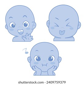 Cute cartoon expression emoji character vector design art for stickers