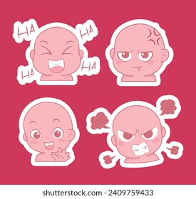 Cute cartoon expression emoji character vector design art for stickers