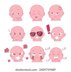 Cute cartoon expression emoji character vector design art for stickers