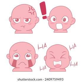Cute cartoon expression emoji character vector design art for stickers
