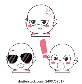Cute cartoon expression emoji character vector design art for stickers