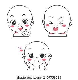 Cute cartoon expression emoji character vector design art for stickers