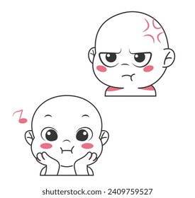 Cute cartoon expression emoji character vector design art for stickers