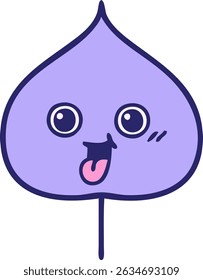 Dibujos animados lindos de una hoja expresiva en colores brillantes de neón