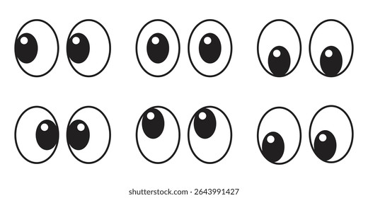 Cute cartoon eye expression vector illustration.	