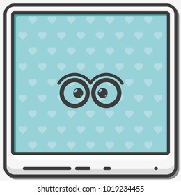 Cute cartoon eyes flat vector icon.