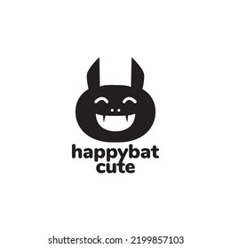 Cute Cartoon Face Bats Laugh Logo