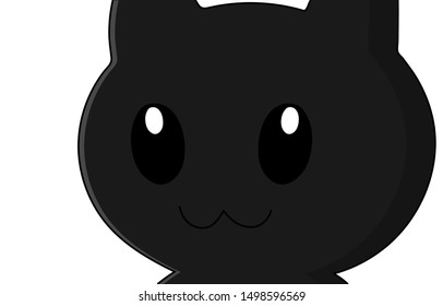 Cute cartoon face Black cat isolate on white background vector illustration