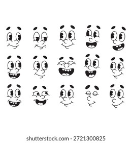 bonitas expressões de rosto de desenhos animados definido para adesivos de emoções e design de personagem