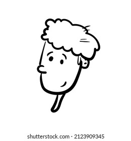 Cute cartoon face of a human. Freehand line drawing vector illustration isolated on white background. EPS 10