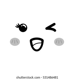 Cute cartoon face icon vector illustration graphic design