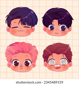 cute cartoon face kawaii boy
