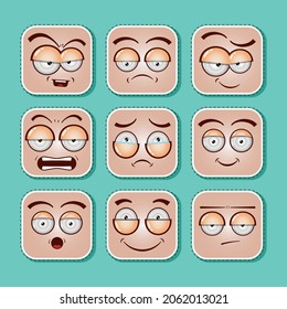 Cute cartoon face sticker collection