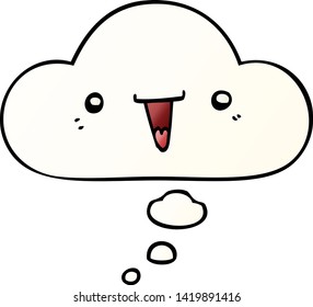 cute cartoon face with thought bubble in smooth gradient style
