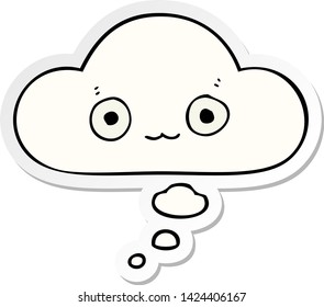 cute cartoon face with thought bubble as a printed sticker