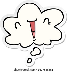 cute cartoon face with thought bubble as a printed sticker