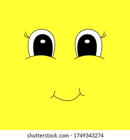 Cute cartoon face. Vector illustration.