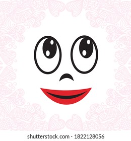 Cute cartoon face. Vector illustration