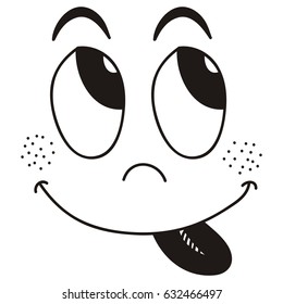 Cute cartoon face. Vector illustration.