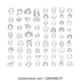 Cute cartoon faces. different nationalities. Avatars of people