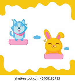 cute cartoon faces with text box kids enjoiy party card