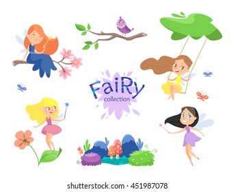 Cute cartoon fairies set.