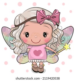 Cute Cartoon fairy girl on a white background