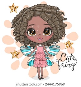 Cute Cartoon fairy girl on a white background