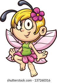 Cute cartoon fairy. Vector clip art illustration with simple gradients. All in a single layer.