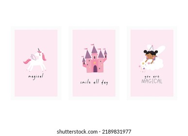 Cute cartoon Fairy - vector print. You are Magical. Cute Scandinavian little fairy print. Poster with fairy baby character