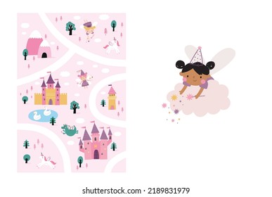 Cute cartoon Fairy - vector print. You are Magical. Cute Scandinavian little fairy print. Poster with fairy baby character