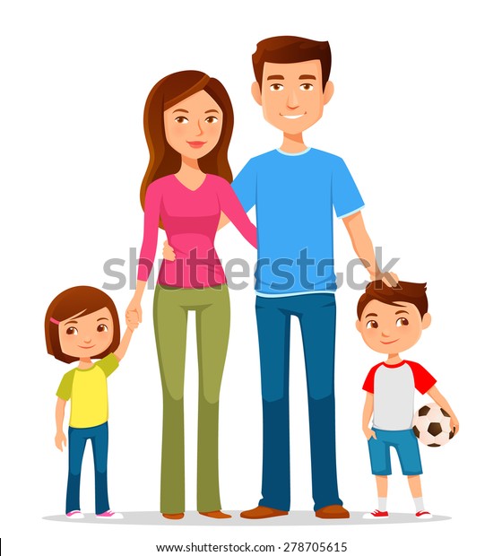 Cute Cartoon Family Colorful Clothes Stock Vector (Royalty Free) 278705615