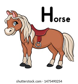 Cute cartoon farm animal horse vector illustration