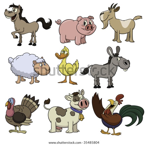 Baby Animals Set Cute Cartoon Animals On White