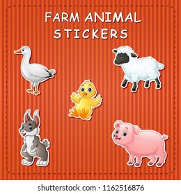 Cute cartoon farm animals on sticker