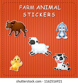 Cute cartoon farm animals on sticker