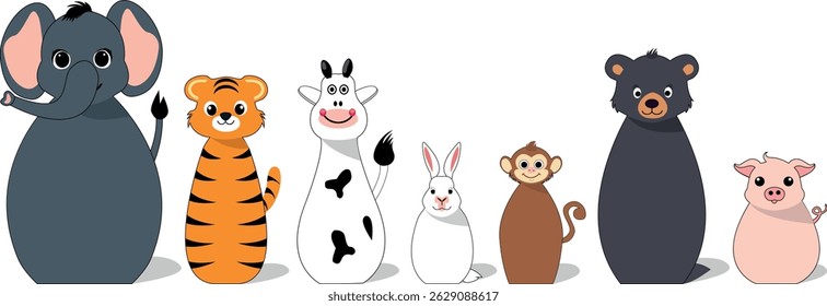 Cute Cartoon Farm Zoo Animals