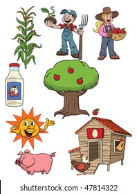 Cute cartoon farming elements. All in separate layers for easy editing.