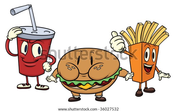 Cute Cartoon Fast Food Characters Stock-vektor (royaltyfri) 36027532