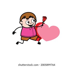 Caricatura ingeniosa para un chico gordo con rosa
