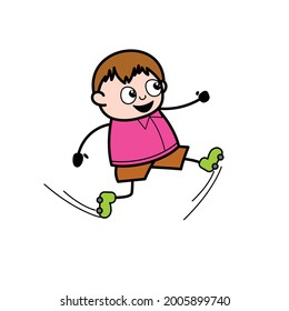 Cute Cartoon Fat Kid Skating Stock Vector (Royalty Free) 2005899740