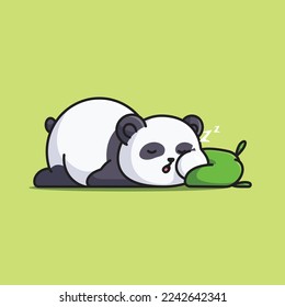 Cute Cartoon Fett Panda schlafend mit weichen Kissen Vektorgrafik