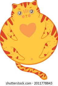 Cute cartoon fat vector cat
